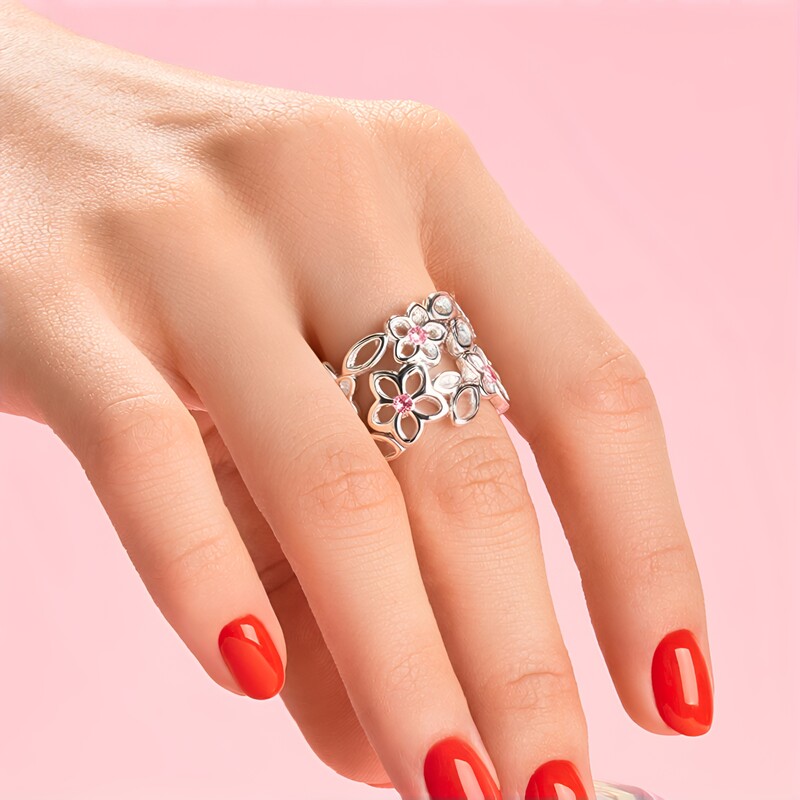 Zilveren ring met Nigeriaanse roze toermalijnen