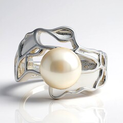 Anello in argento con Perla d'Acqua Dolce Bianca