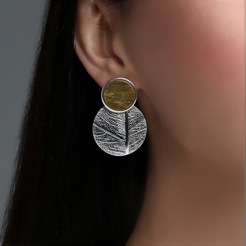 Versteinertes Holz-Silberohrringe (dagen)