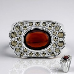 Anello in argento con Granato Mozambico (Annette classic)