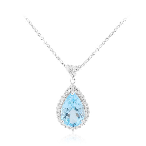 Himmelblauer Topas-Silberhalskette