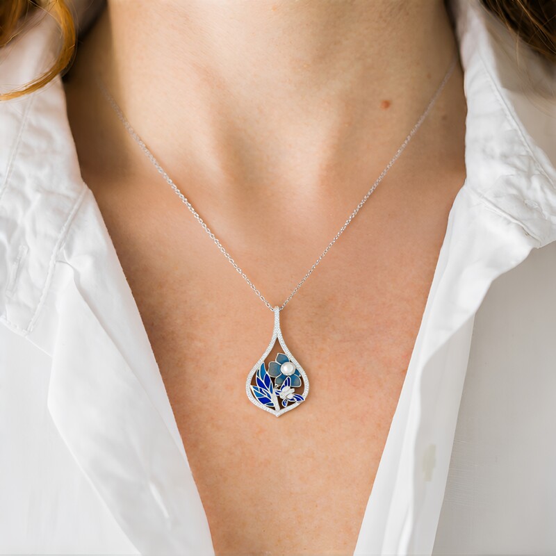 Collana in argento con Perla d'Acqua Dolce Bianca (Adela Silber)