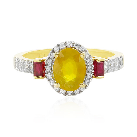 Zilveren ring met een Gele Madagaskar Saffier