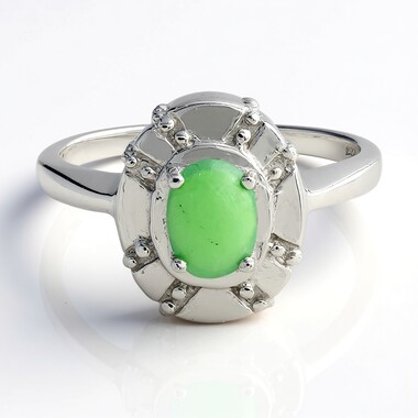 Anello in argento con Crisoprasio Imperiale
