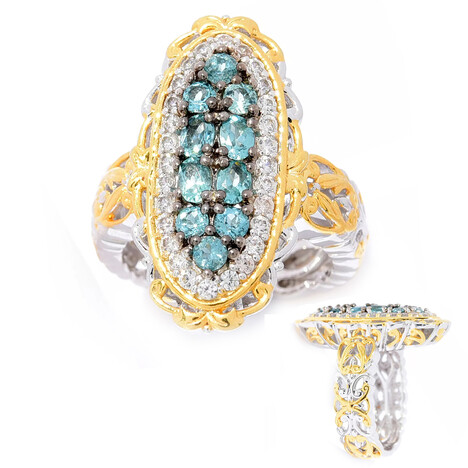 Zilveren ring met Teal Toermalijnen (Gems en Vogue)