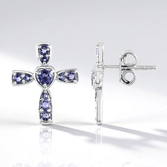 Boucles d'oreilles en argent et Iolite