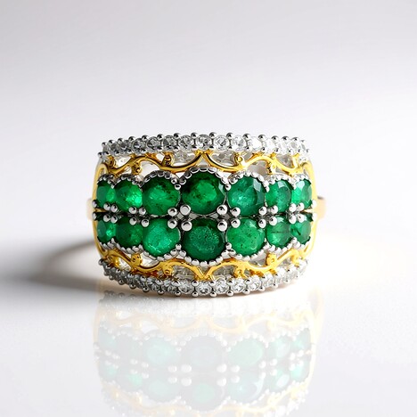 Anello in argento con Smeraldo Zambia (Gems en Vogue)