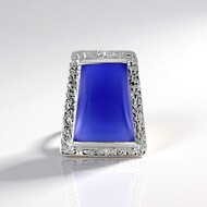 Zawieszka ze srebra platynowanego - Chalcedon niebieski (MONOSONO COLLECTION)