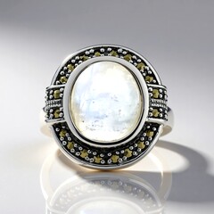 Anello in argento con Pietra di Luna Arcobaleno (Annette classic)