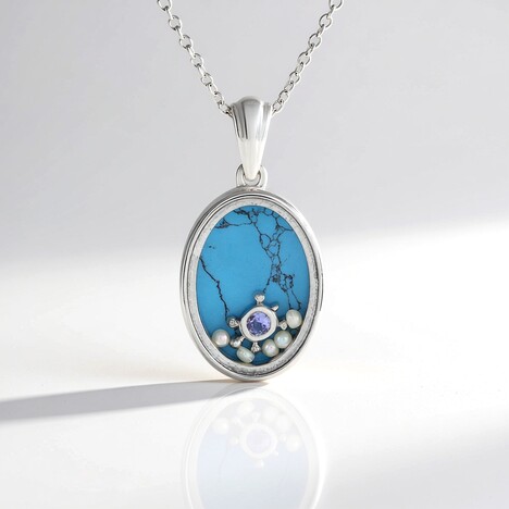 Collana in argento con Howlite Blu