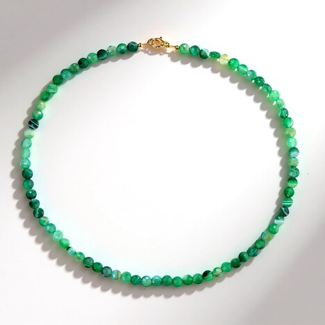 Collana in argento con Agata verde a pizzo