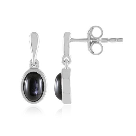 Boucles d'oreilles en argent et Diopside étoilé d'Inde