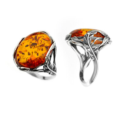 Anello in argento con Ambra Baltica (dagen)