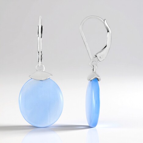 Orecchini in argento con Calcedonio Acqua (MONOSONO COLLECTION)