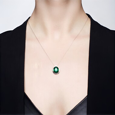 Ciondolo in argento con Malachite (MONOSONO COLLECTION)