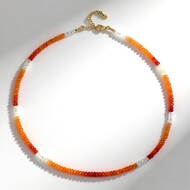 Äthiopischer Oranger Opal-Silberhalskette
