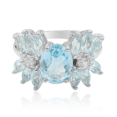 Anillo en plata con Topacio azul cielo