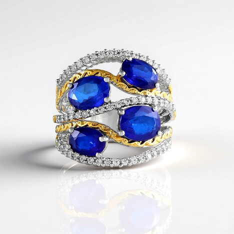 Anello in argento con Spinello Cobalto (Gems en Vogue)