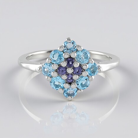 Anello in argento con Topazio Blu Svizzero