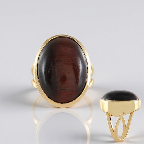 Bague en argent et Œil-de-tigre rouge