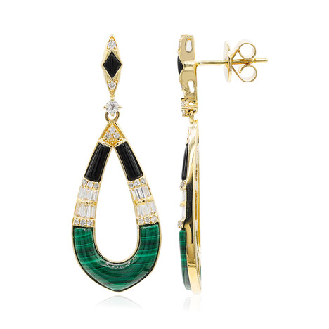 Pendientes en oro con Malaquita (CIRARI)