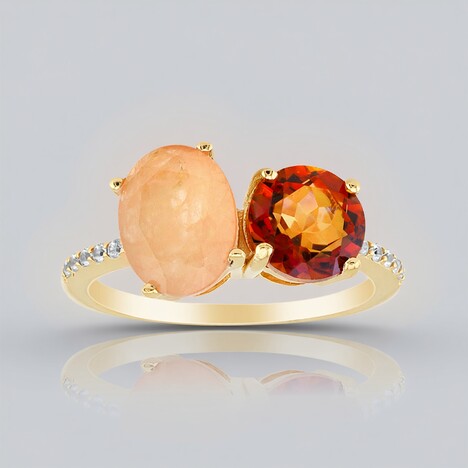 Anello in argento con Quarzo pesca pastello