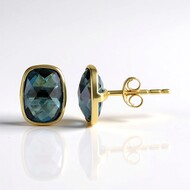 Pendientes en oro con Topacio azul de Londres