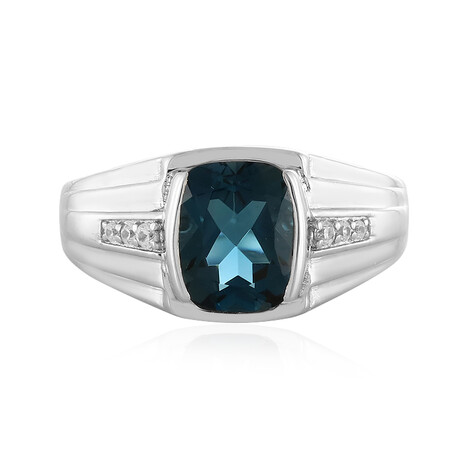 Bague en argent et Topaze bleu de Londres