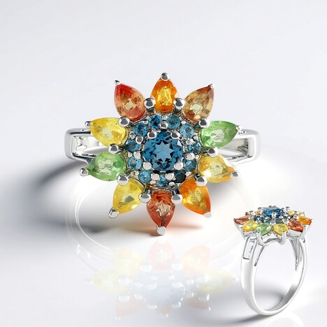 Anello in argento con Topazio Blu Londra