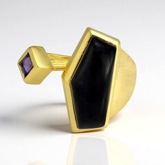 Anello placcato in oro con Onice