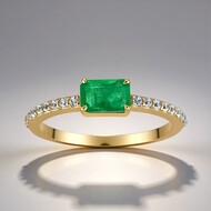 Anillo en oro con Esmeralda de Zambia