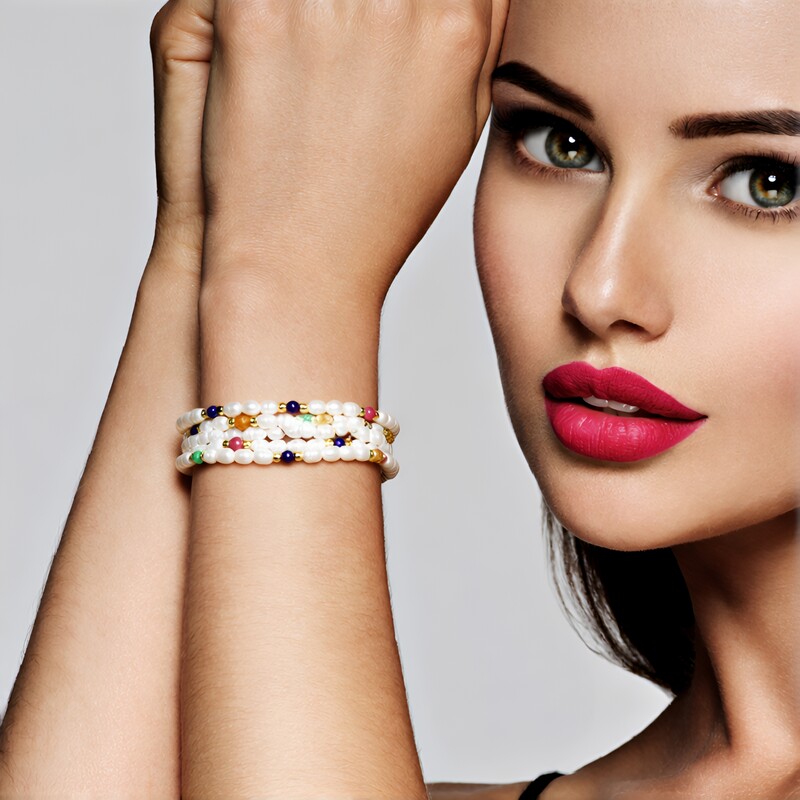 Edelstein-Silberarmband /-halskette (Riya)