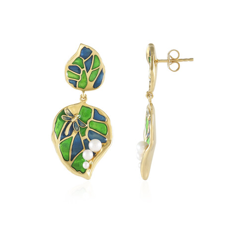 Pendientes en plata con Perla blanca Freshwater (Adela Silber)