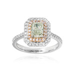 Gouden ring met een SI2 Groene Diamant (CIRARI)