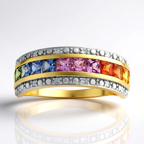 Anello in oro con Zaffiro Ceylon Blu