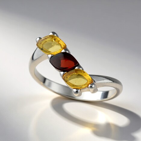 Anello in argento con Ambra Baltica Limone (dagen)