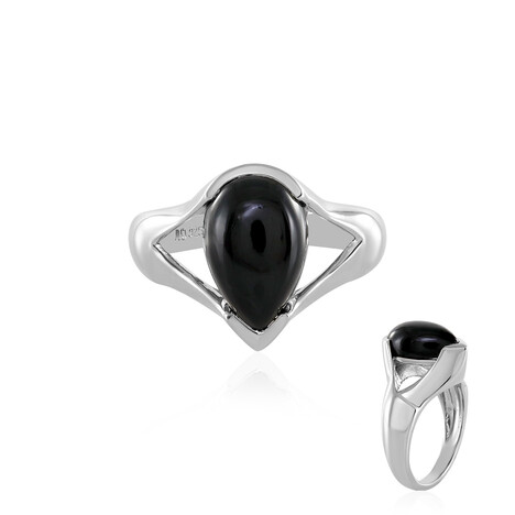 Schwarzer Onyx-Silberring