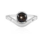 Zilveren ring met een zwarte ster saffier (de Melo Essence)