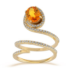Anillo en oro con Zafiro naranja de Ban Ka Cha