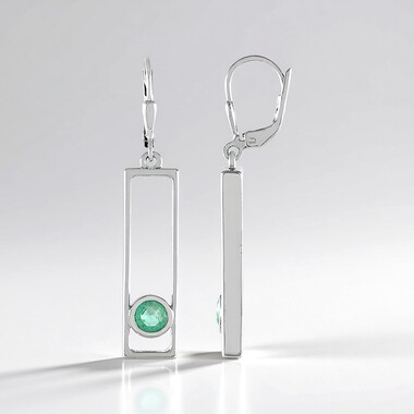 Pendientes en plata con Esmeralda de Rusia (MONOSONO COLLECTION)