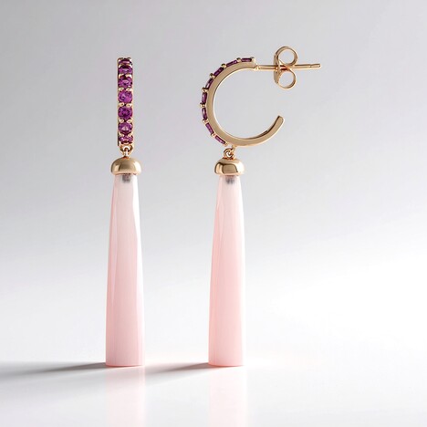 Orecchini in argento con Calcedonio Rosa (KM by Juwelo)
