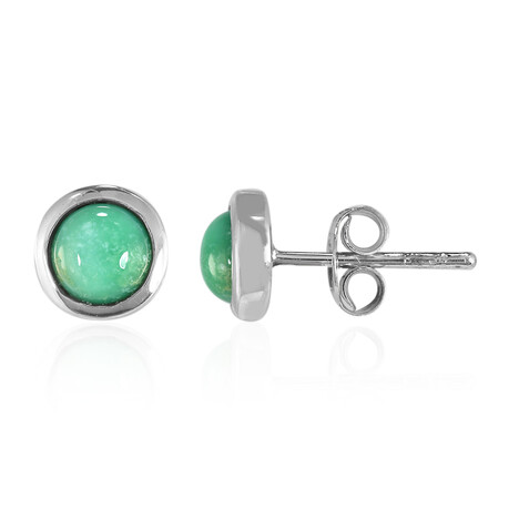 Zilveren oorbellen met Groene New Lander turkooisen