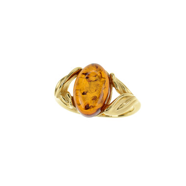 Anello in argento con Ambra Baltica (dagen)