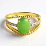 Anello placcato in oro con Crisoprasio Imperiale