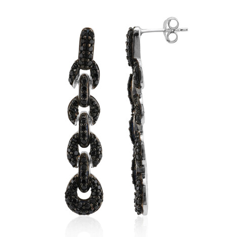 Boucles d'oreilles en argent et Spinelle noir