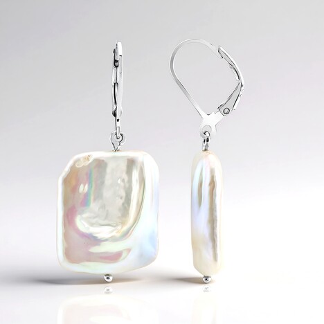 Orecchini in argento con Perla d'Acqua Dolce Bianca (TPC)