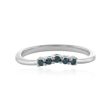 Blauer I3 Brillant-Silberring