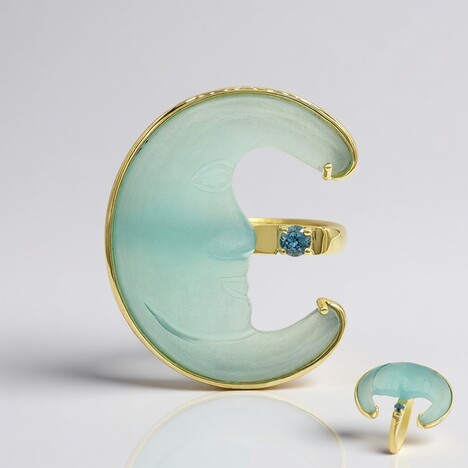 Anello in oro con Calcedonio Blu (Glenn Lehrer)