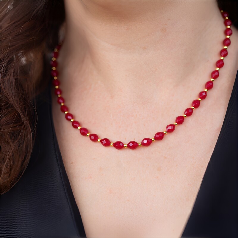 Collar en plata con Cuarzo rojo