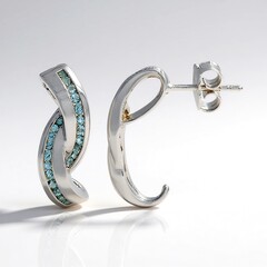 Boucles d'oreilles en argent et Topaze bleu de Londres